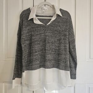 French Laundry Black and White Layered Sweatshirt